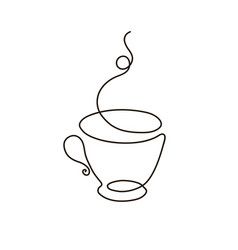 Download Continuous line drawing of cup of coffee Vector Image ...