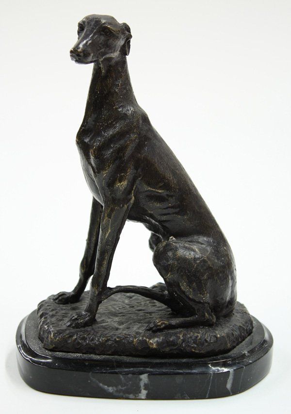 Skulptur Figur Bronze Hund Windhund