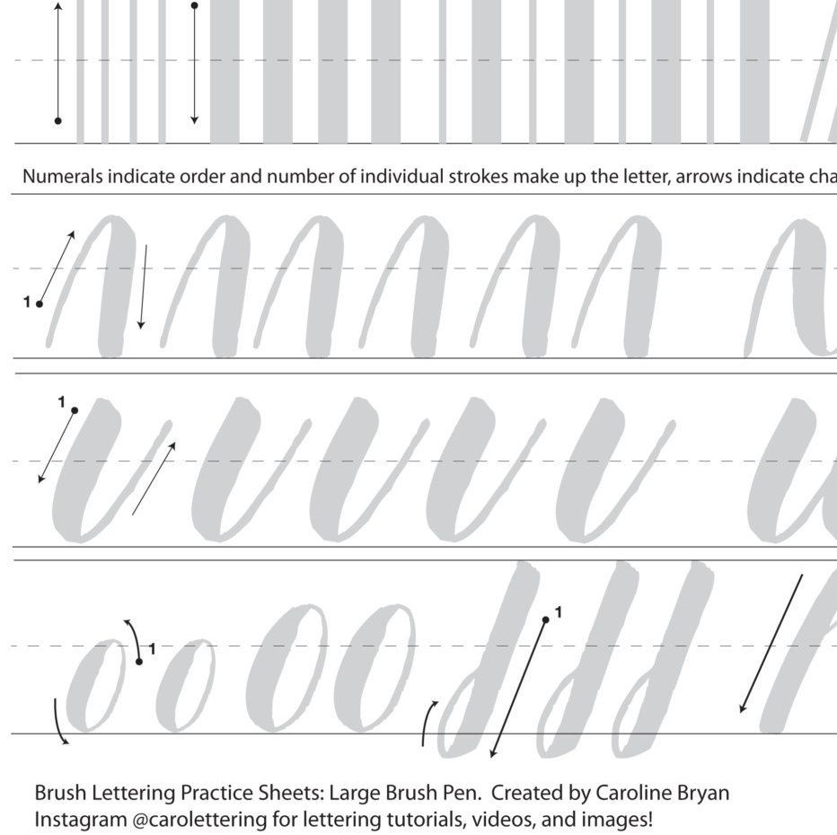 Free Brush Lettering Practice Sheets: Lowercase Alphabet