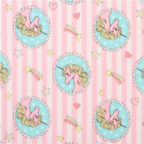 Cute Unicorn Print Japanese Fabric Black 110cm x 50cm