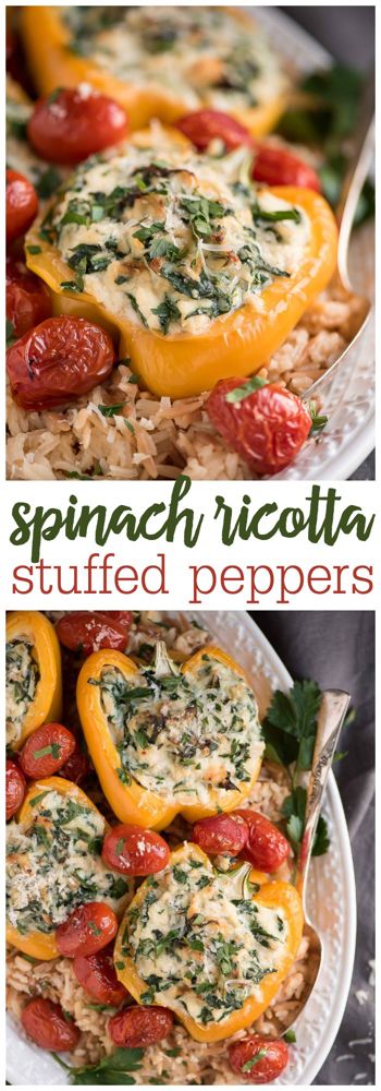 Spinach Ricotta Stuffed Peppers Recipe (+VIDEO) | Lil' Luna #bellpeppers