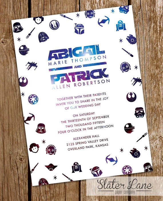 Star Wars Wedding Invitation Theme Galaxy Printable Download