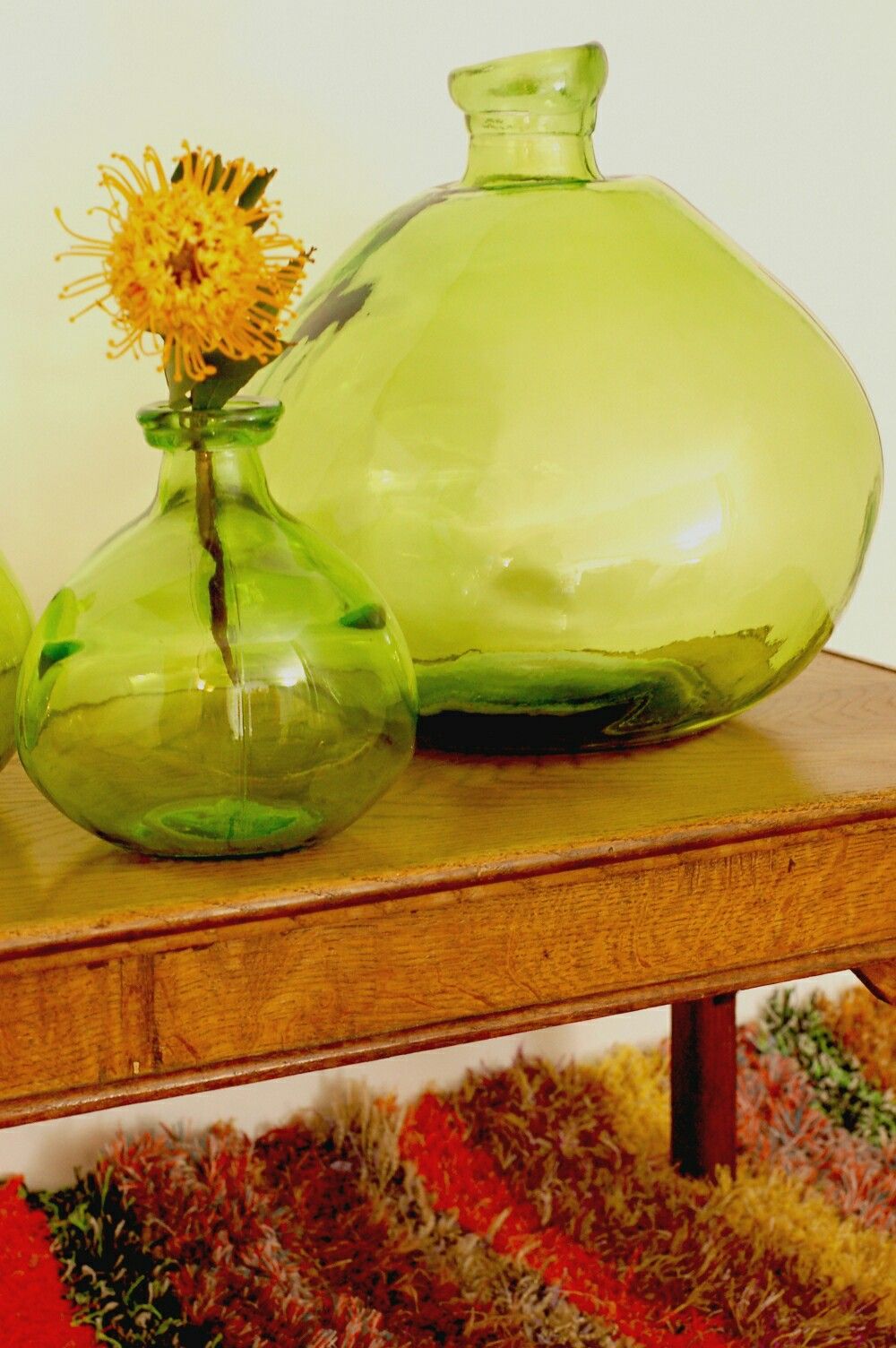 Green recycled glass vases. These look great all together. Recycled