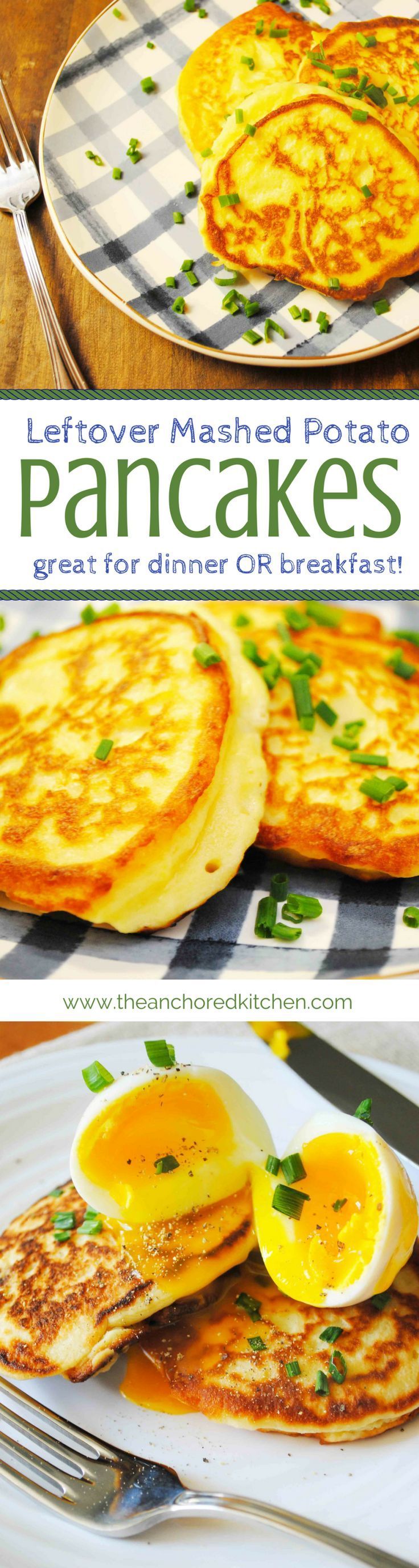 Leftover Mashed Potato Pancakes - The Anchored Kitchen #potatopancakesfrommashedpotatoes Leftover Mashed Potato Pancakes - The Anchored Kitchen #leftovers #mashedpotatoes #potatopancakes #potato #sidedish #breakfast #potatopancakesfrommashedpotatoes