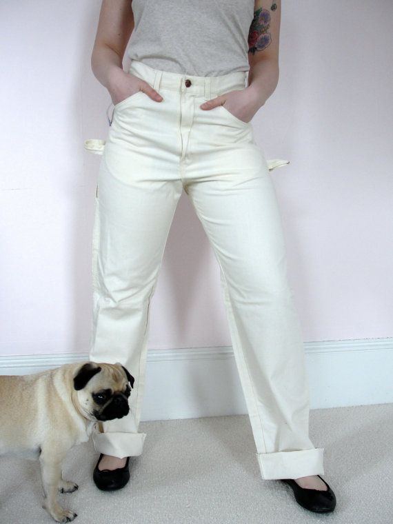 vintage high waist dee cee white painters pants painter jeans 28x34