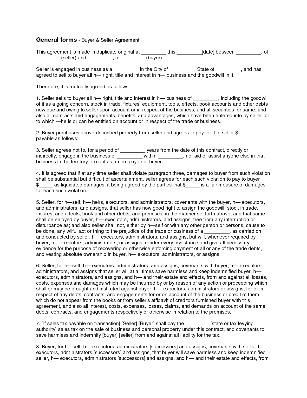 General Forms - Buyer & Seller Agreement By Lsivagi - Buyers