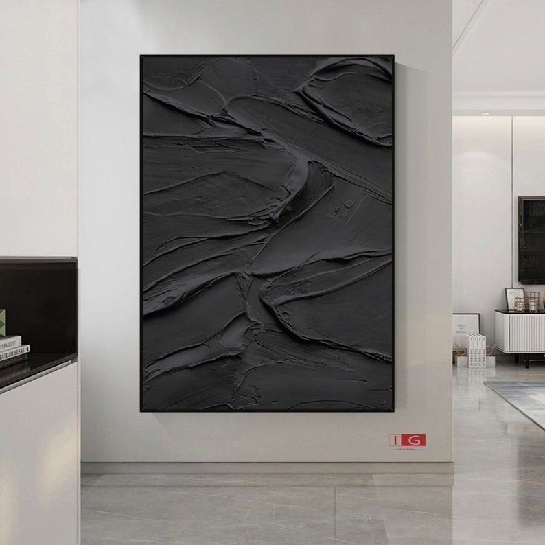 Large Black Abstract Painting Black Textured Wall Art Black | Etsy Ukraine Textured Canvas Art, Canvas Texture, Texture Art, Texture Painting, Textured Artwork, Framed Abstract Art, Black Abstract, Original Abstract Painting, Modern Canvas Art Abstract