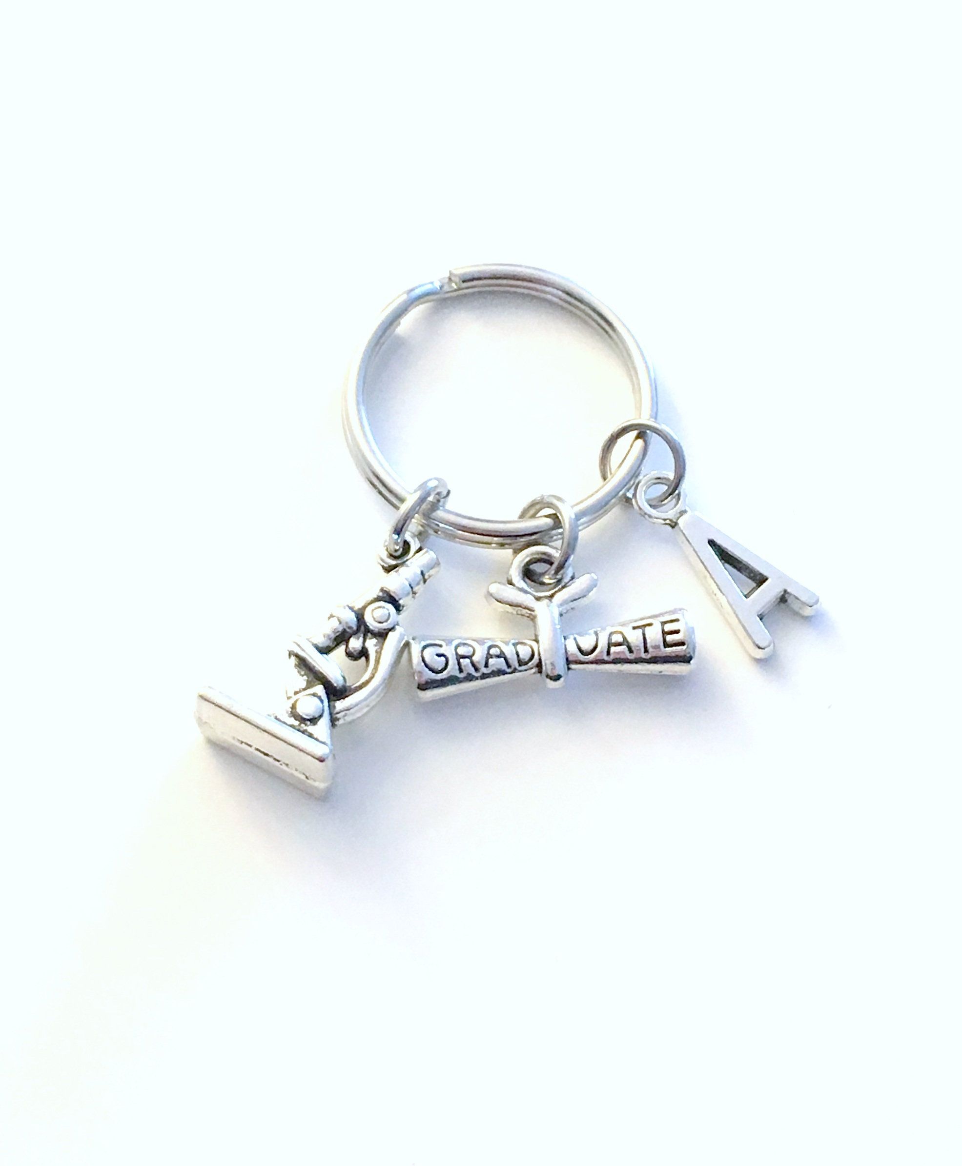 Graduation gift gift for Scientist He believed he could so he did Gift for Chemist Initial keychain Grad Keychain Microscope charm