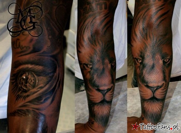 Tatuaż Na Przedramieniu Lew Lion Tattoo By Maciej Grzywna Tattoo