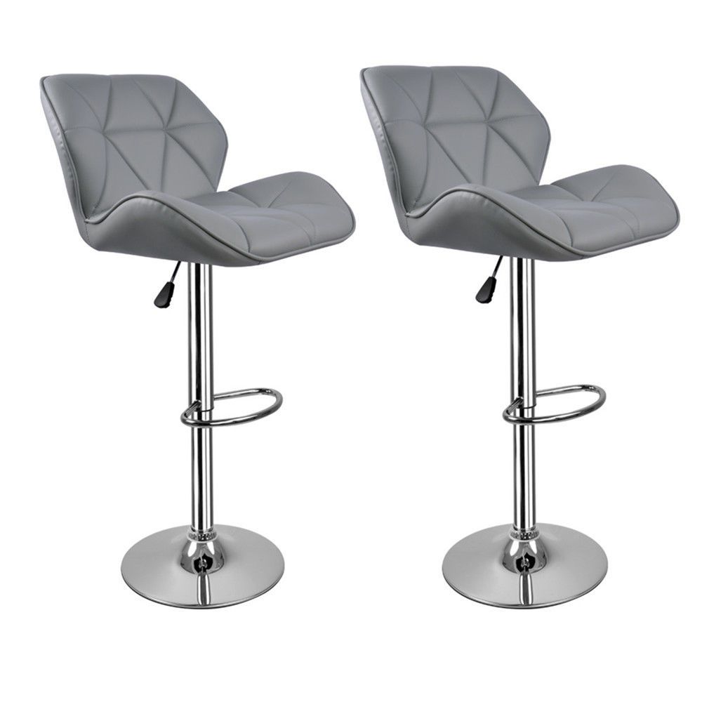 2 × Breakfast Bar Stools Chrome Footrest Swivel PU Chair Counter//Kitchen UK