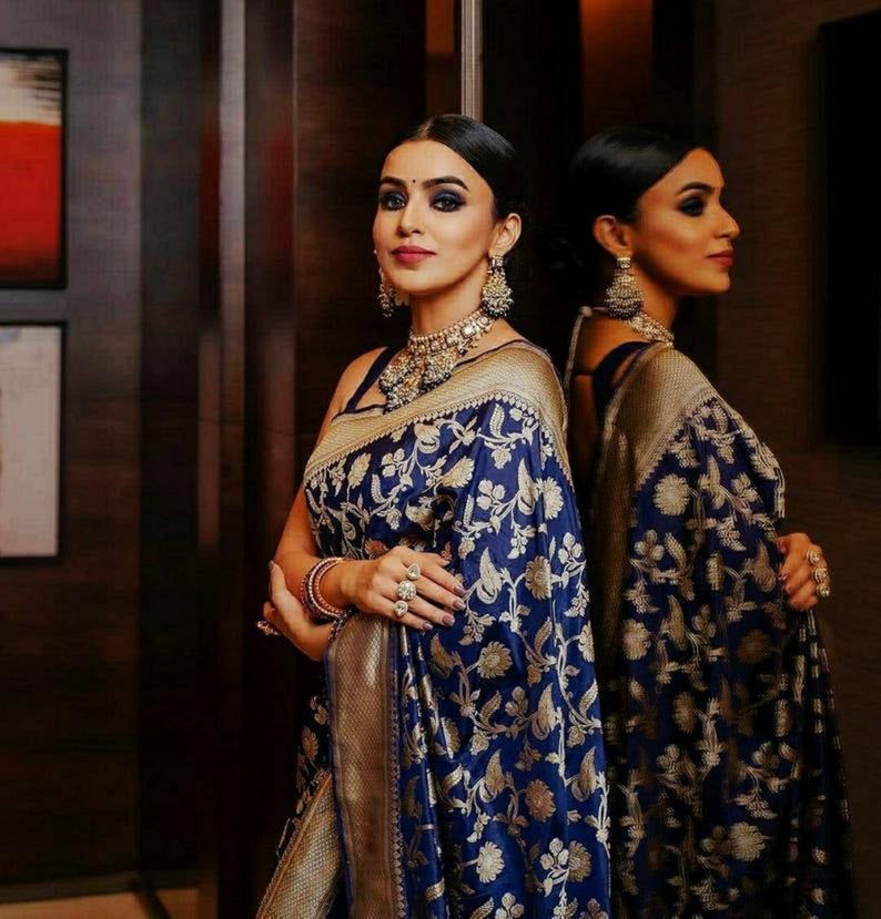 NavyBlue Color Designer Bold And Beautiful Saree I NavyBlue Color Designer Bold And Beautiful Saree I