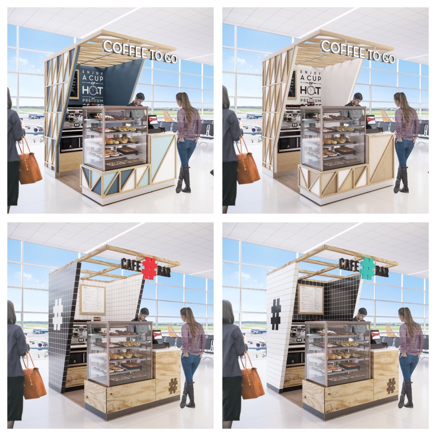 When you have 8 kiosks in one airport to design, sharp budget and a quick programme to deliver we have to savvy... take a look at the way we have used the same footprint, same brand however two different colour way schemes. #kioskdesign #designkiosk #design #chandigarh #indiadesign #designer #chandigarhairport #coffeetogo #coffee #coffeekiosk Kiosk Design, Booth Design, Retail Design, Store Design, Signage Design, Corporate Design, Design Design, Design Ideas, Graphic Design