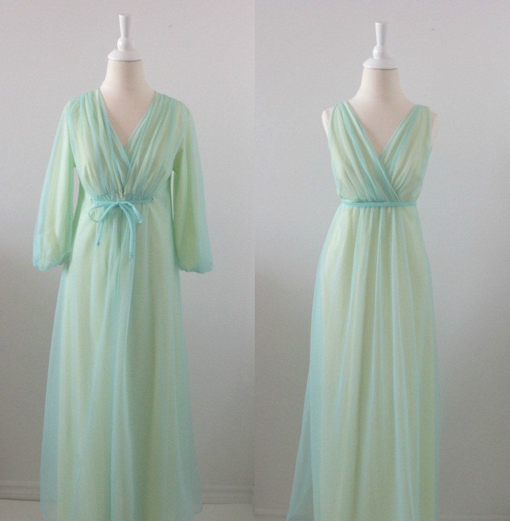 1960s Nightgown Romantic Nightgown Vintage Lavender Chiffon Nightgown French Maid Lavender Nightgown Vintage Chiffon Nightgown