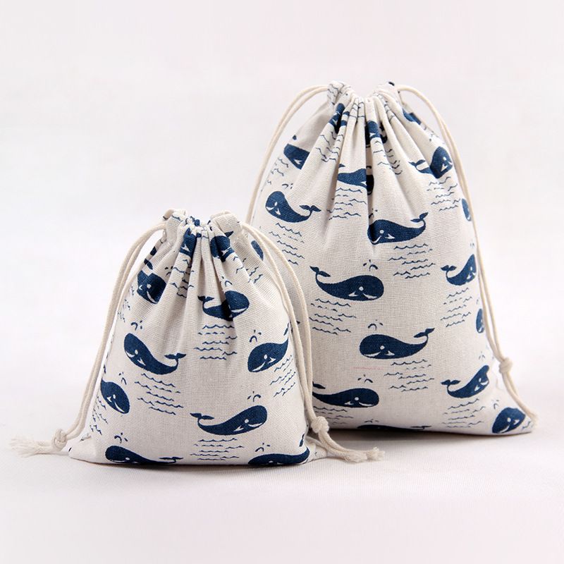 Fabric Gifts Bag Travel Drawstring Storage Bags Sundries Small White Rope Pouch
