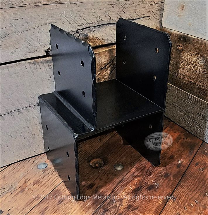 We make custom steel post and beam connectors. These are great for connecting multiple beams to the top of a post or column and have a hammered finish. This post or column bracket connector adds strength and detail to pergolas and other wooden structures. See more ideas for your next project at: http://www.cuttingedgemetals.com/post-bracket-bottoms-and-tops/ Pergola Plans, Diy Pergola, Pergola Kits, Pergola Ideas, Timber Frame Joinery, Timber Frame Homes, Timber Posts, Wooden Posts, Front Porch Columns