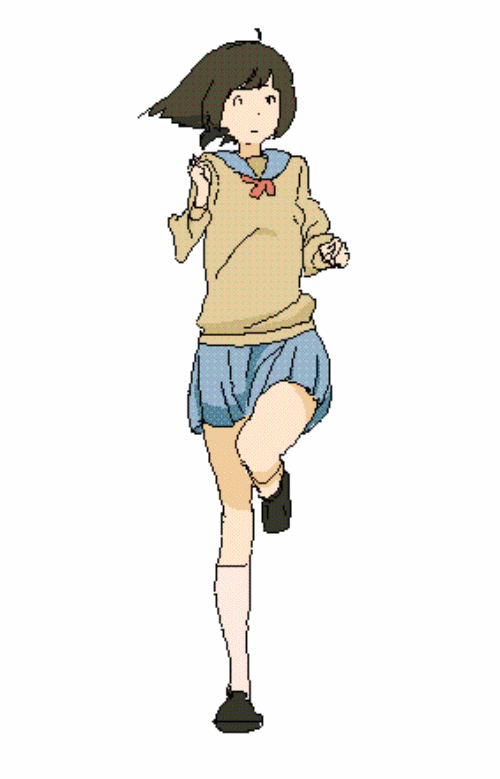 Anime girl walking gif