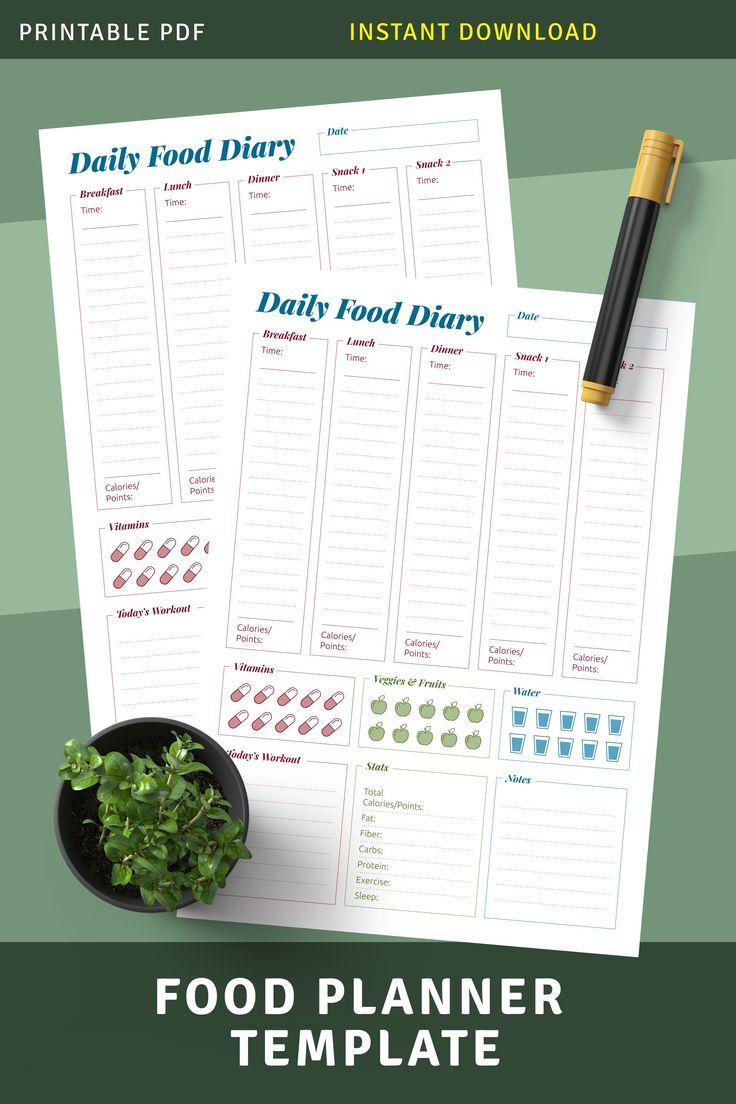 Food Diary Printable Food Diary Printable