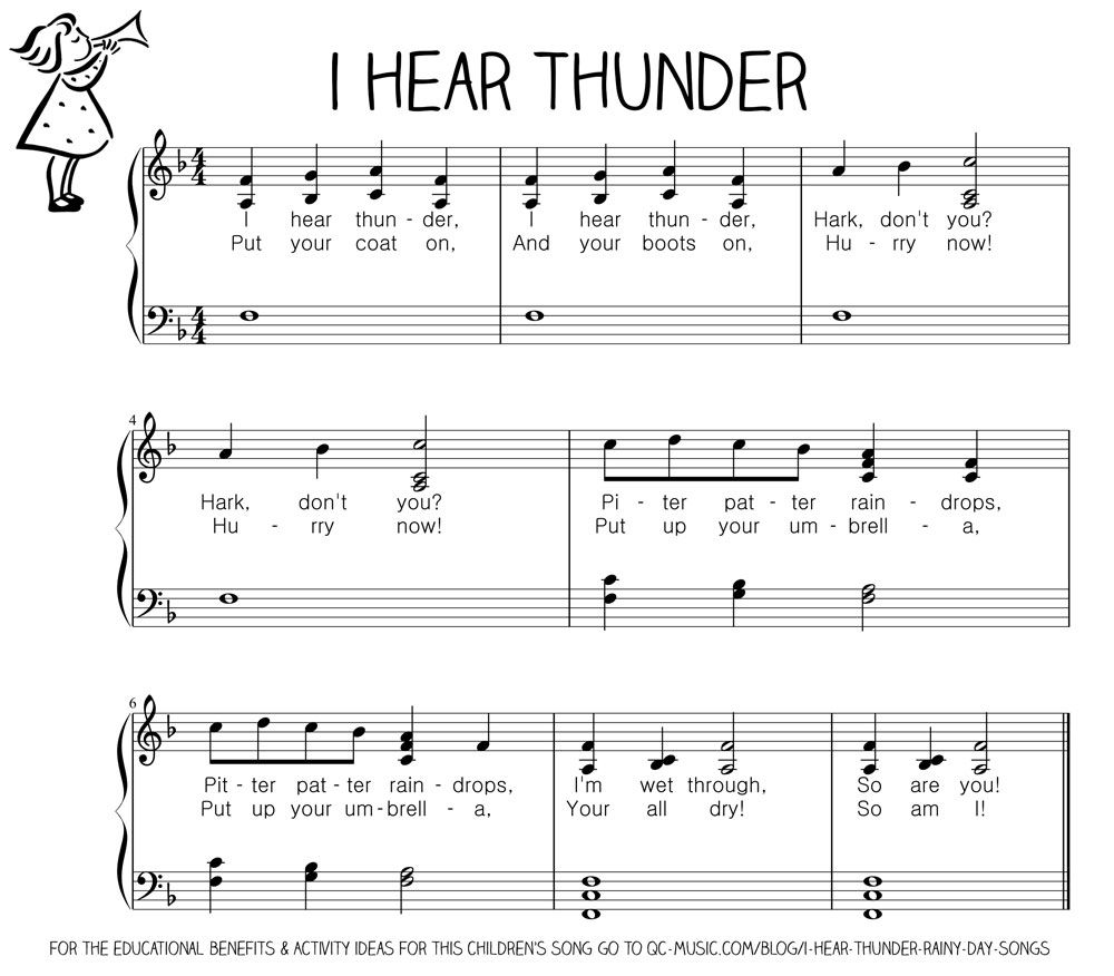 I Hear Thunder Rainy Day Songs Free Sheet Music Theory Elementary Music