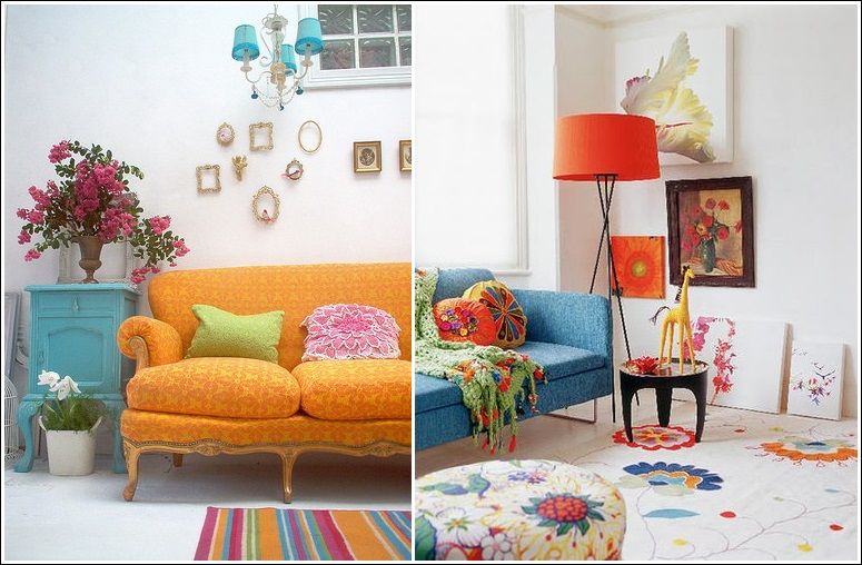 Decor Ideas In Bohemian Style I Love The Orange Sofa With