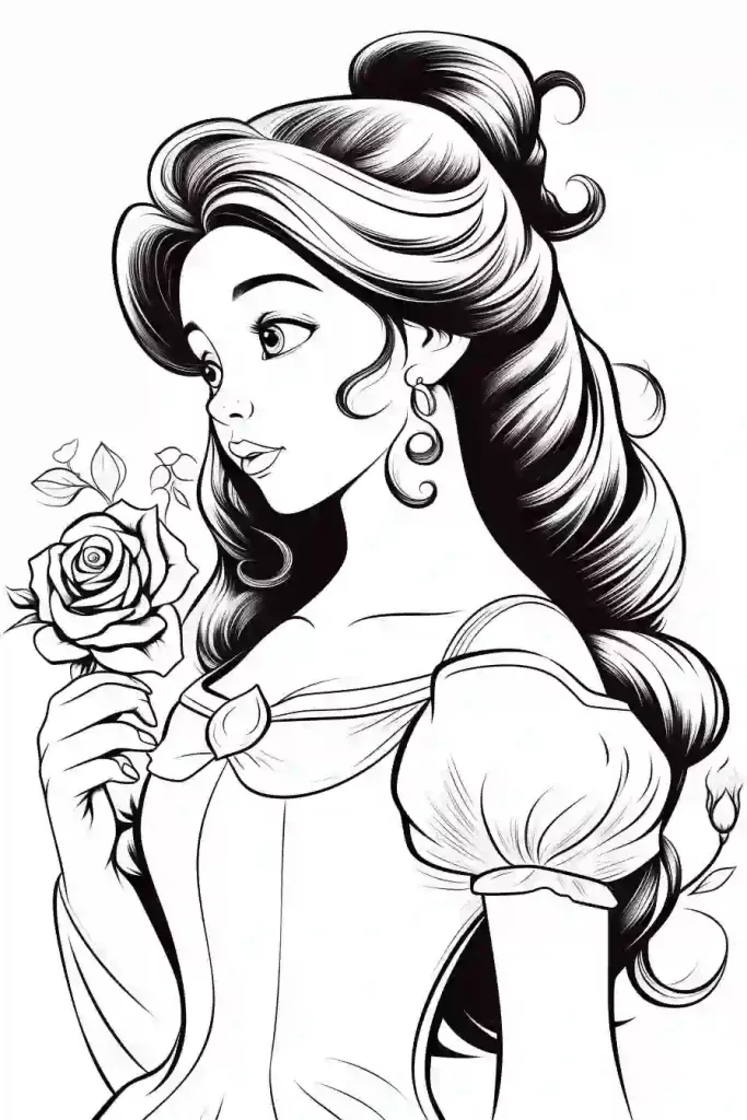 Belle Disney Princess Coloring Pages For Kids - Storiespub | Disney