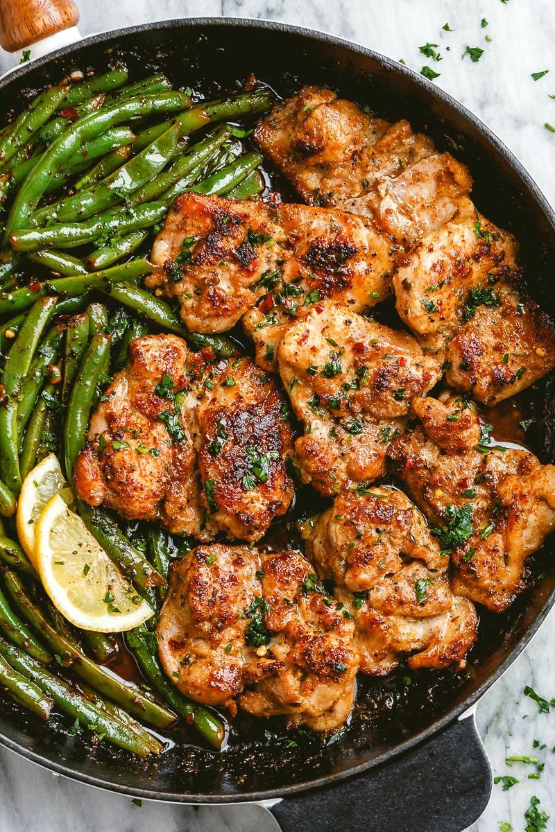 Lemon Garlic Butter Chicken and Green Beans Skillet