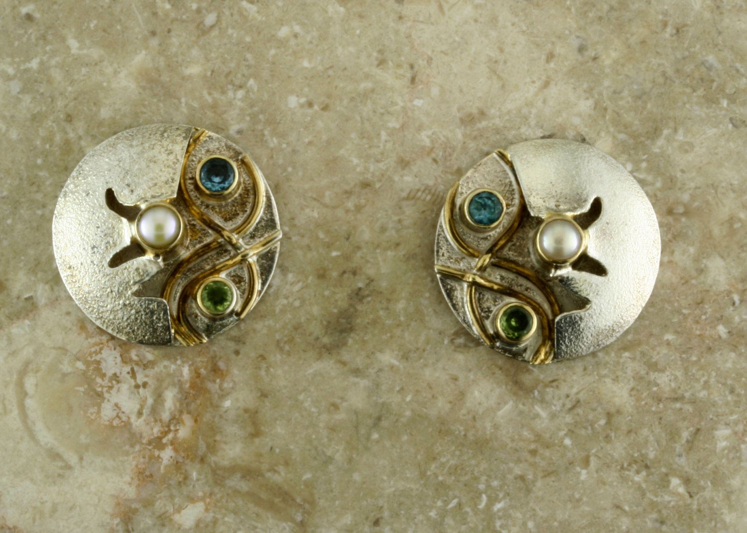 Sterling Silver Designer Earrings Art Deco Pearl Blue Sterling Silver Designer Earrings Art Deco Pearl Blue Topaz And Peridot By Robinsvintagedesign On Etsy