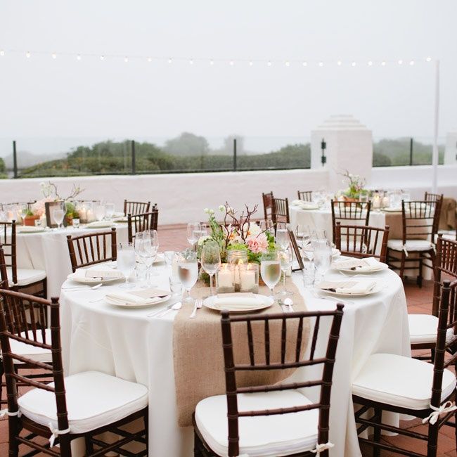 Burlap Runner On Round Table With Images Wedding Linens Settings Beach Decorations Wedding Table Linens, Round Table San Clemente