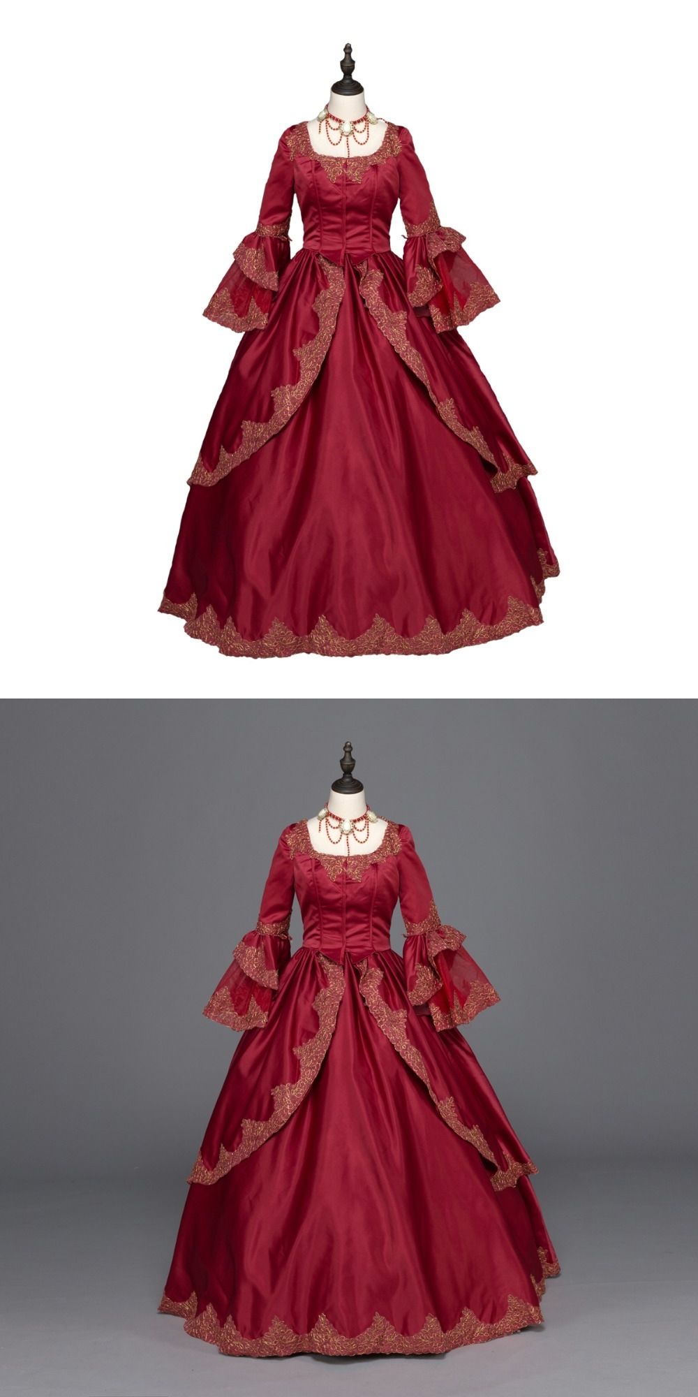 burgundy marie antoinette renaissance dress christmas ball gown christmas ball gown