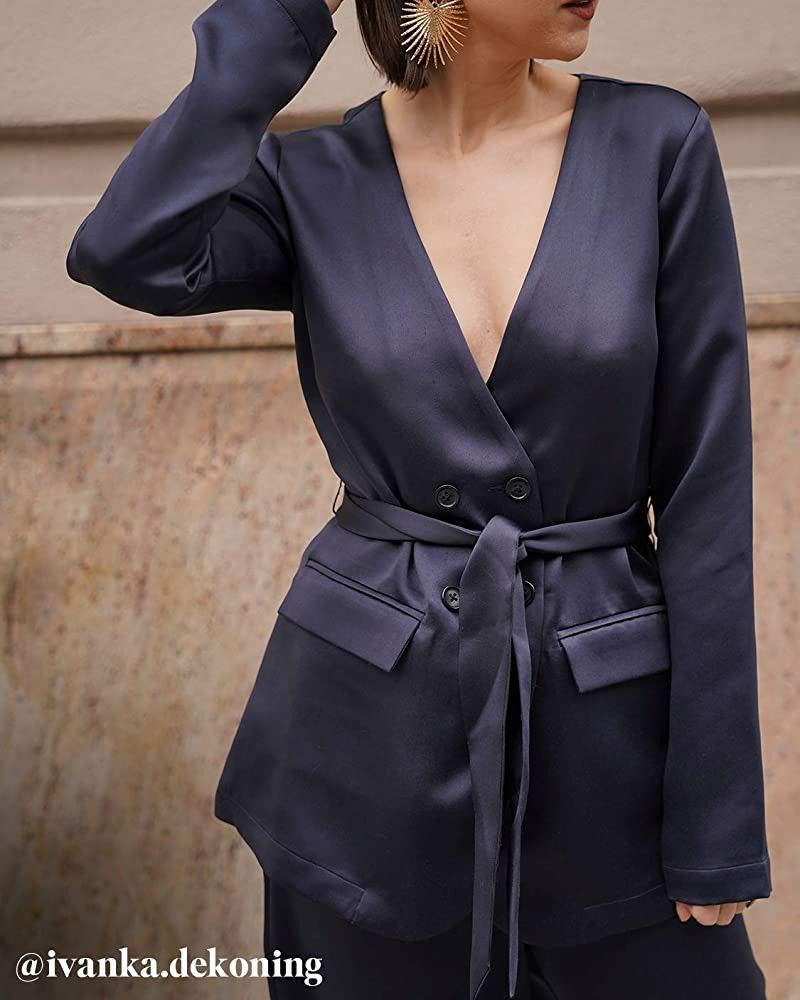 The Drop Womens @amazonthedrop Midnight Belted Waist Blazer