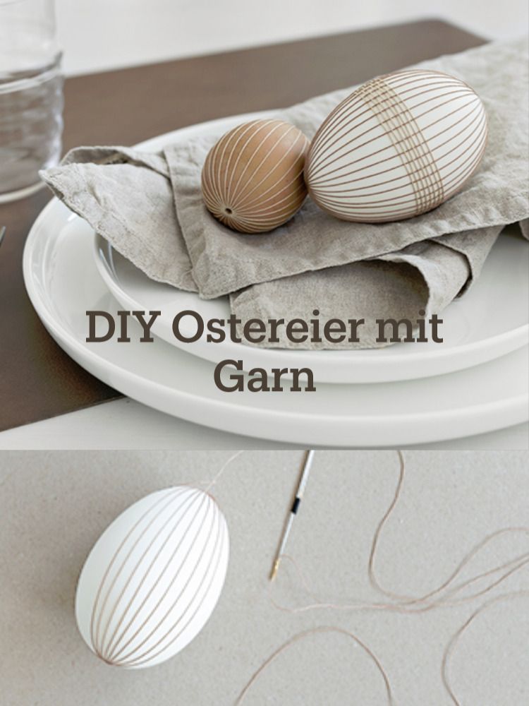 Ostereier mit Garn umwickeln