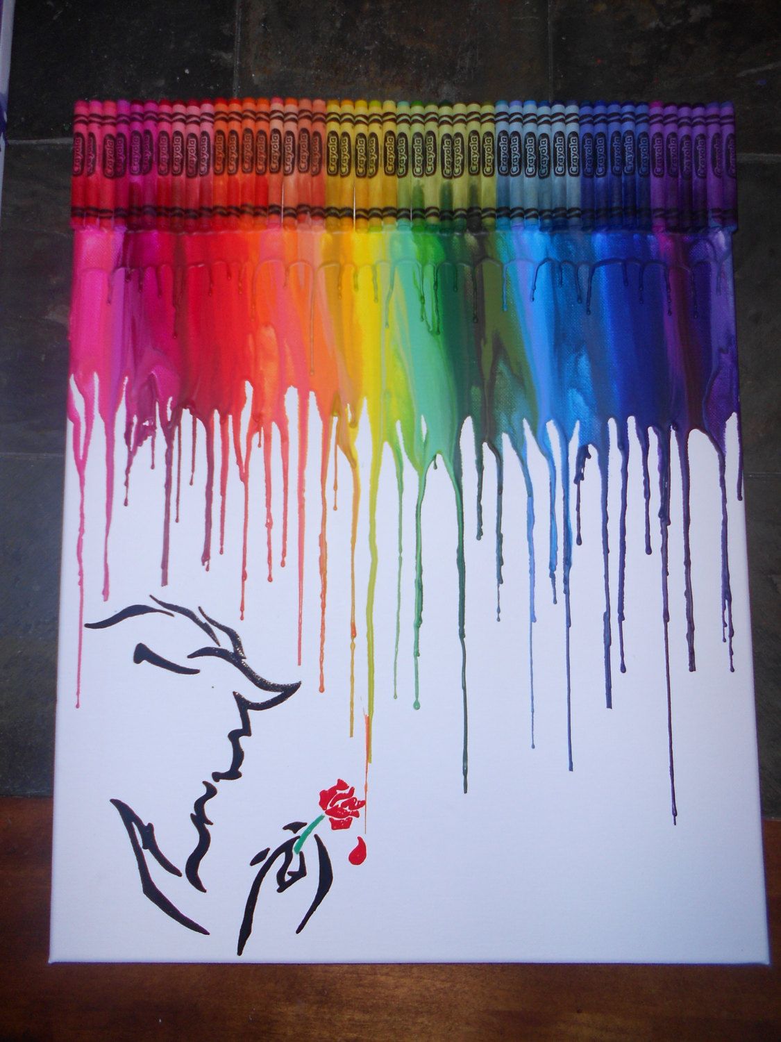 Beauty And The Beast Melted Crayon Painting By OnceUponACrayon Beauty And The Beast Melted Crayon Painting By OnceUponACrayon