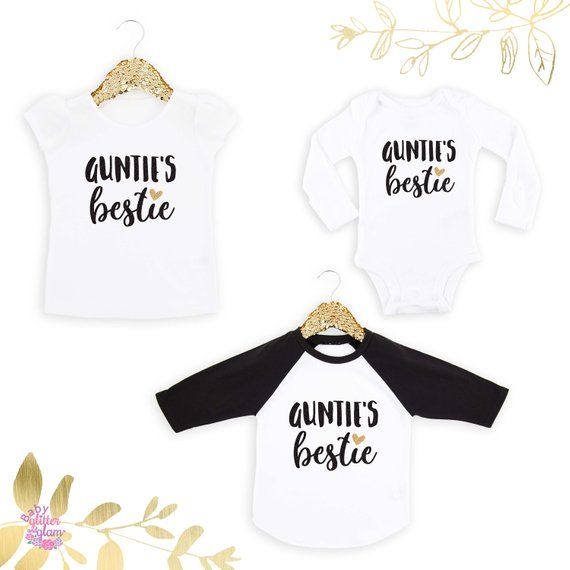Kids Aunties Bestie T-shirt Girls Birthday Christmas Aunt Best Friend Niece Gift