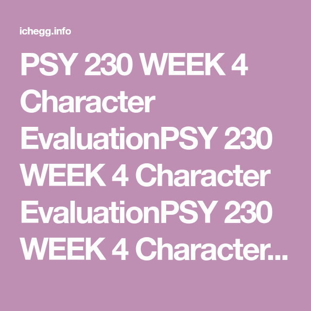 Psy 405 week 4 personality analysis paper