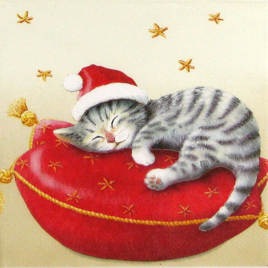 snow -X107 kitties Xmas cat Christmas 4 Single paper decoupage napkins