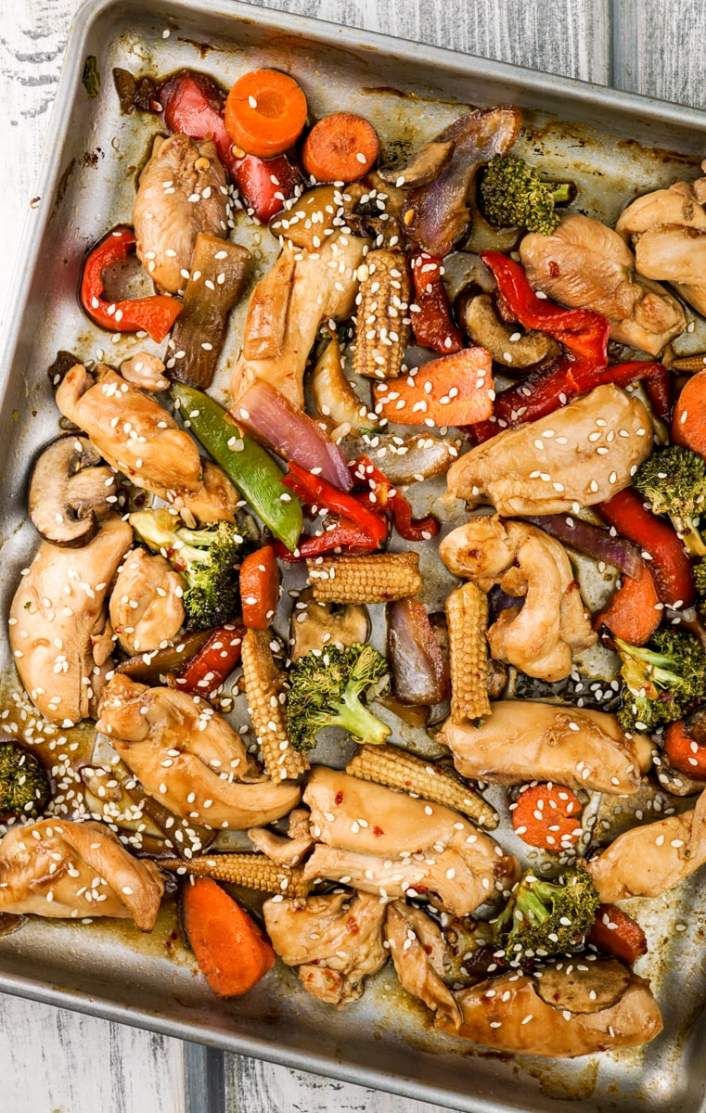 Sheet Pan Asian Chicken Stir Fry - Asian chicken recipes healthy #asian #chicken #recipes #healthy Sheet Pan Asian Chicken Stir Fry