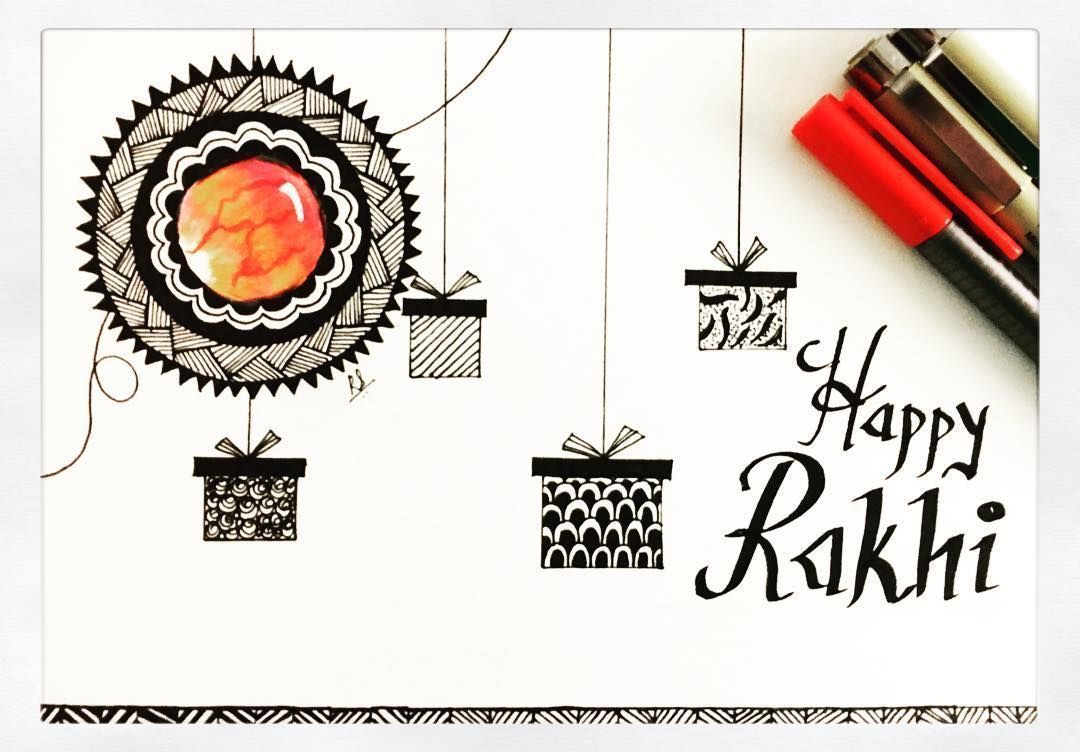 A card that I made for my brother to celebrate the Indian festival of Raksha Bandhan :) On Raksha Bandhan sisters tie a rakhi (sacred thread) on her brother's wrist. This symbolizes the sister's love and prayers for her brother's well-being and the brother's lifelong vow to protect her! Happy Raksha Bandhan Adu! Miss you #ruchyum #zentangleinspiredart #blackandwhite #zentanglegems #rakshabandan #indianfestival #celebrations #artwork #artist #artist_features #artistsoninstagram #instaartist #ins #rakshabandhancards