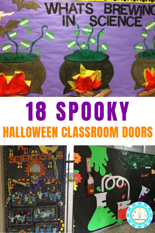 Adorable Halloween Classroom Doors with a Science Twist #halloweenclassroomdoor