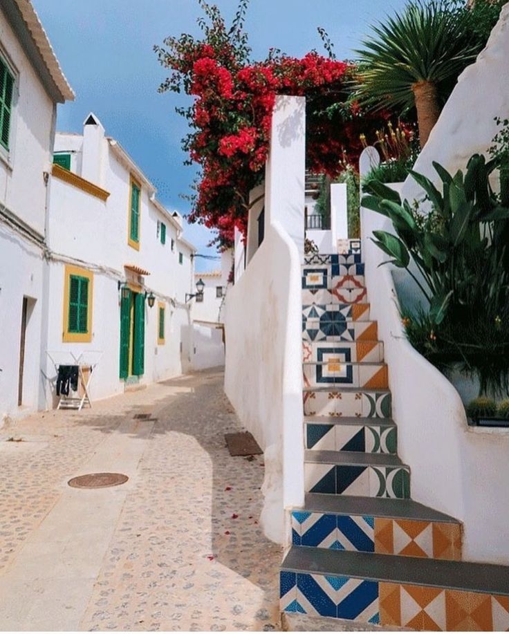 Ibiza Beautiful Old Town Amazing Vieuw Spanish Tile Stairs ibiza-beautiful-old-town-amazing-vieuw-spanish-tile-stairs