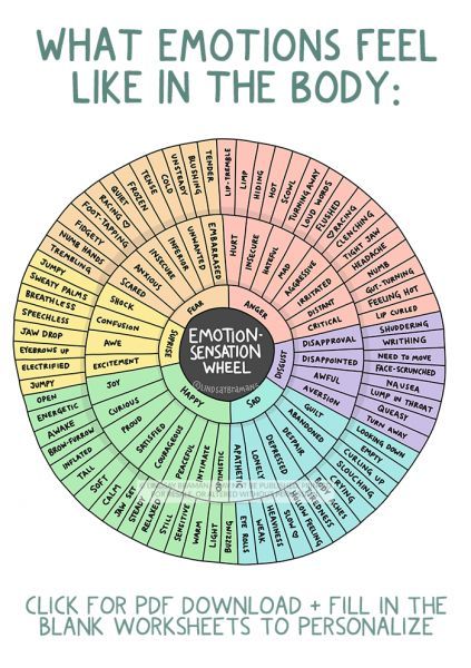 Emotion Sensation Feeling Wheel Handout by Lindsay Braman