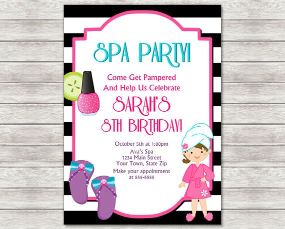 Spa Party Invitation Spa Birthday Invitation Pamper Party