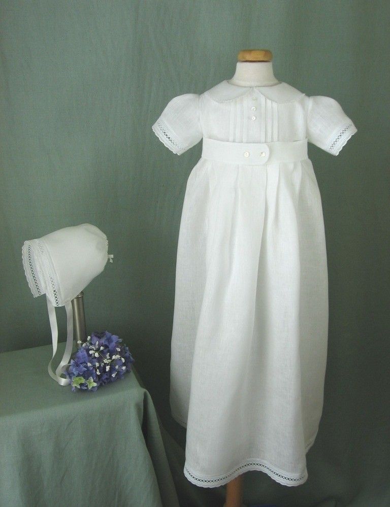 linen baptism dress
