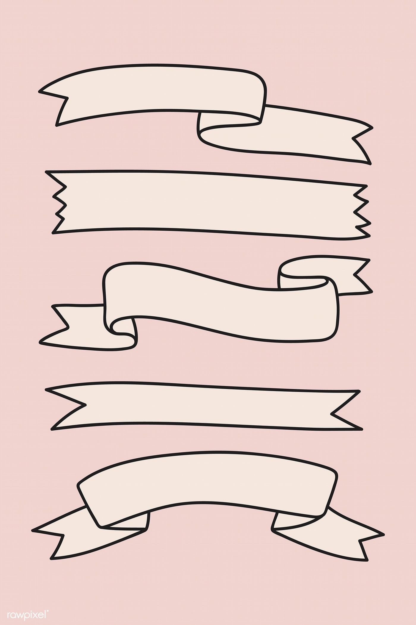 Hand drawn ribbon collection vector free image by