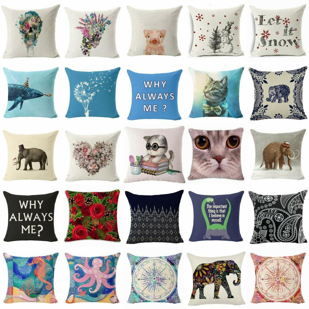 Cotton Linen Pillow Case Cushion Cover Cotton Linen Animal Throw Pillow Case
