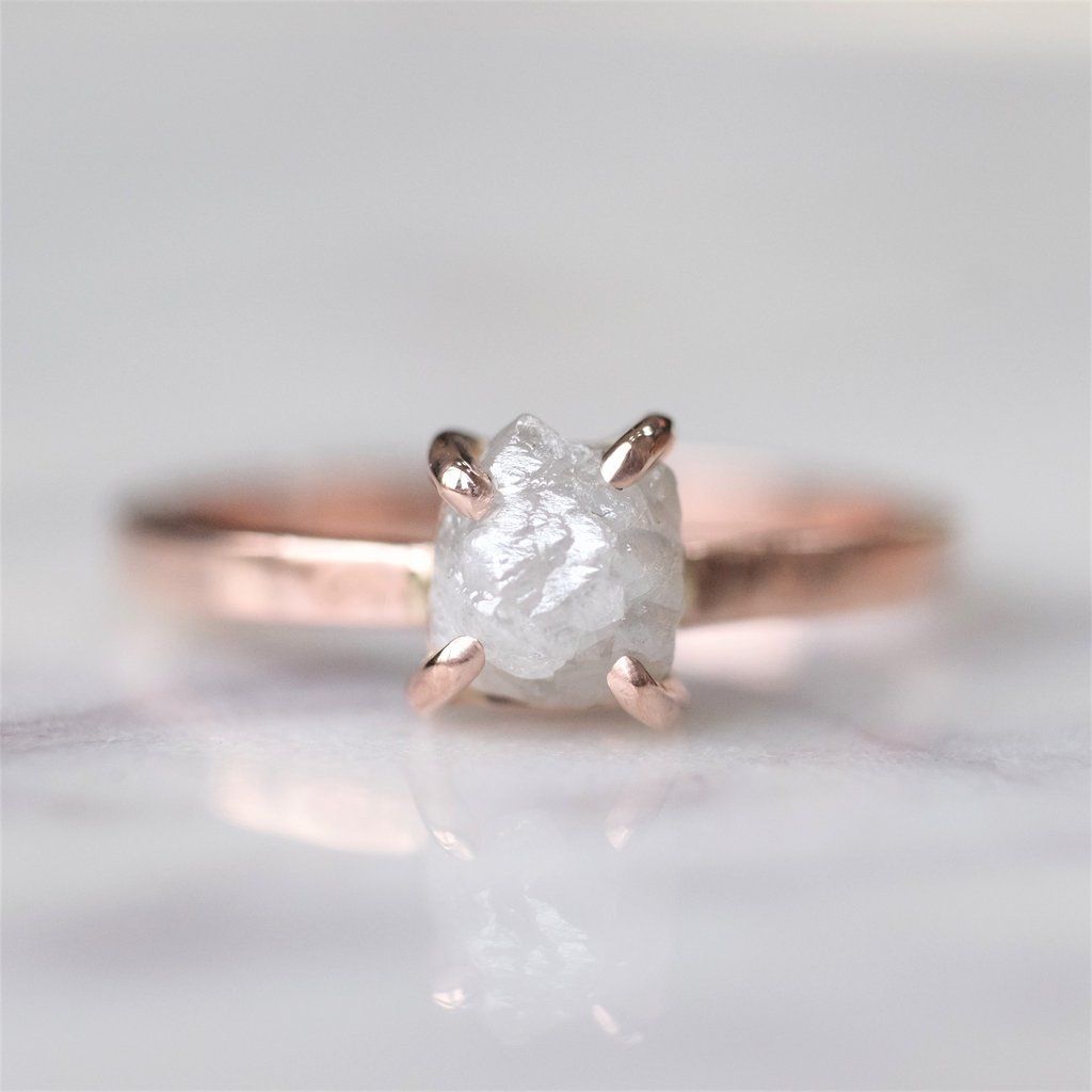 1 61 Carat Rough Diamond Engagement Ring 14k Rose Gold 1 61 Carat Rough Diamond Engagement Ring 14k Rose Gold
