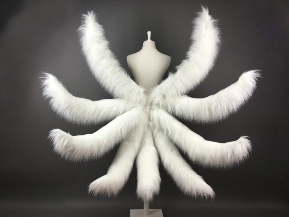 LOL Fox Ahri Nine-tailed Tails League of Legends Cosplay Prop Pink Faux Fur COS