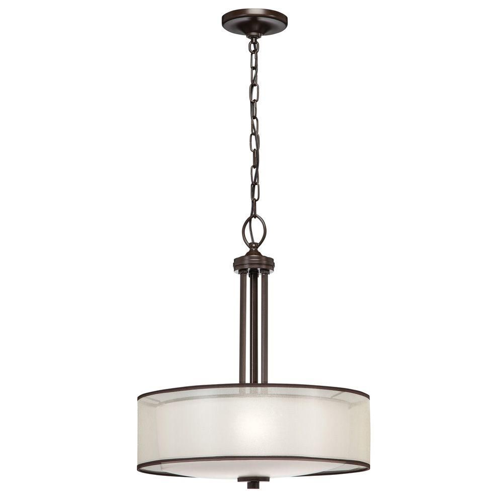 Hampton Bay 3 Light Bronze Organza Pendant 89549 The Home Hampton Bay 3 Light Bronze Organza Pendant 89549 The Home