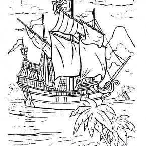 The Pirate Ship In Peter Pan Story Coloring Pages | Gemi