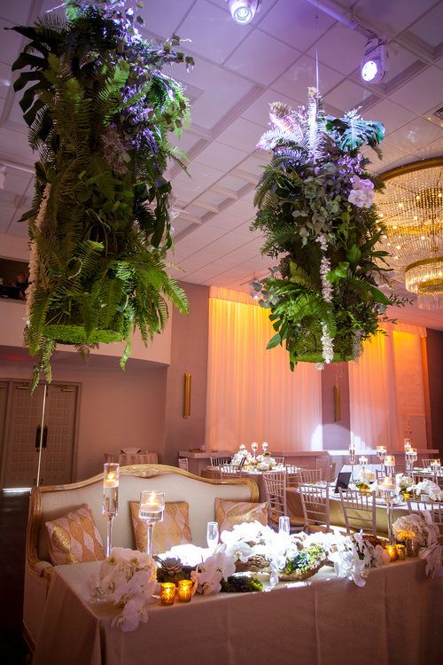 Succulents White Orchids Suspended Greenery And Fls Neutral Wedding Decor Sweetheart Table At Emanuel Luxury Venue Miami Beach