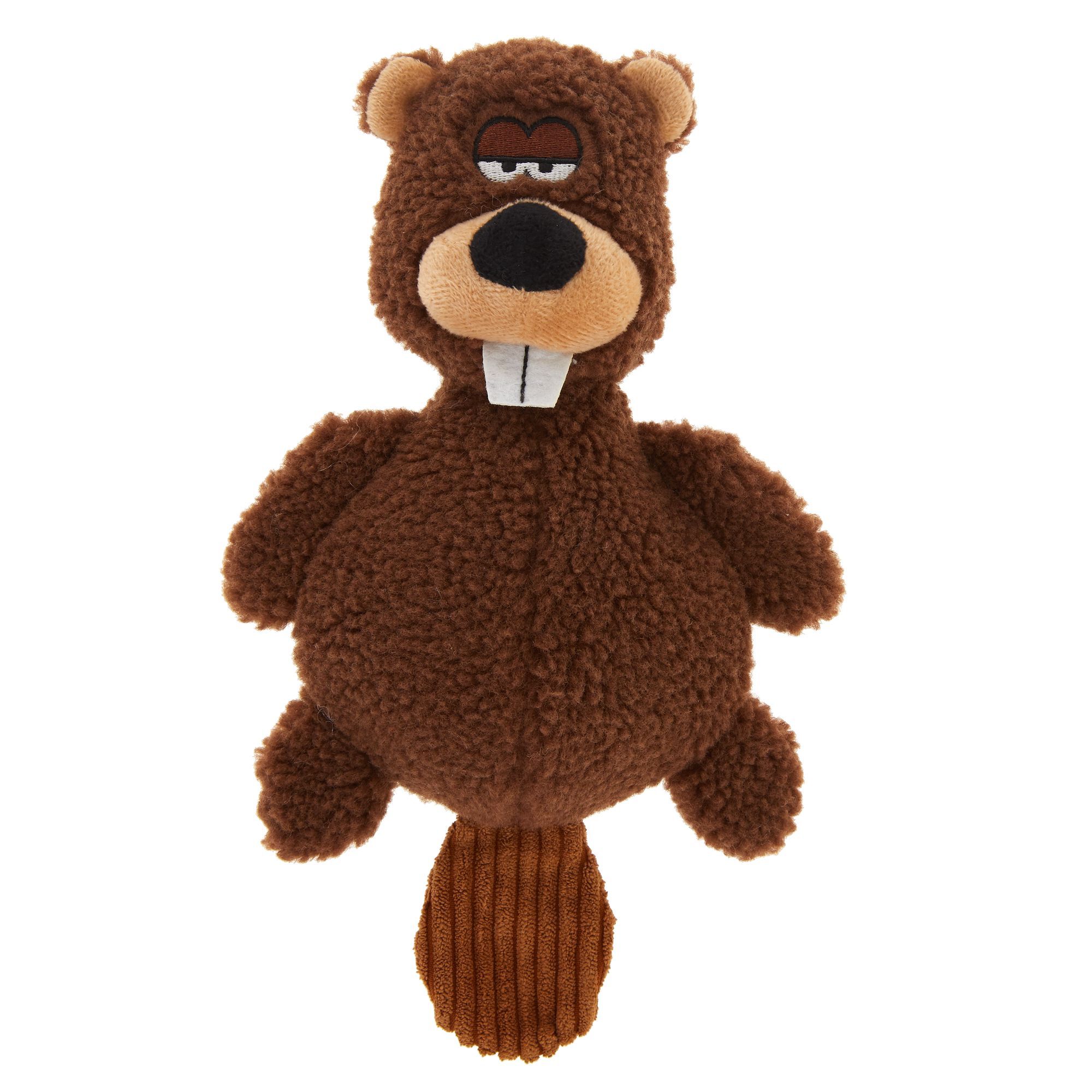 Top Paw Beaver Dog Toy Crinkle Squeaker Black Brown White