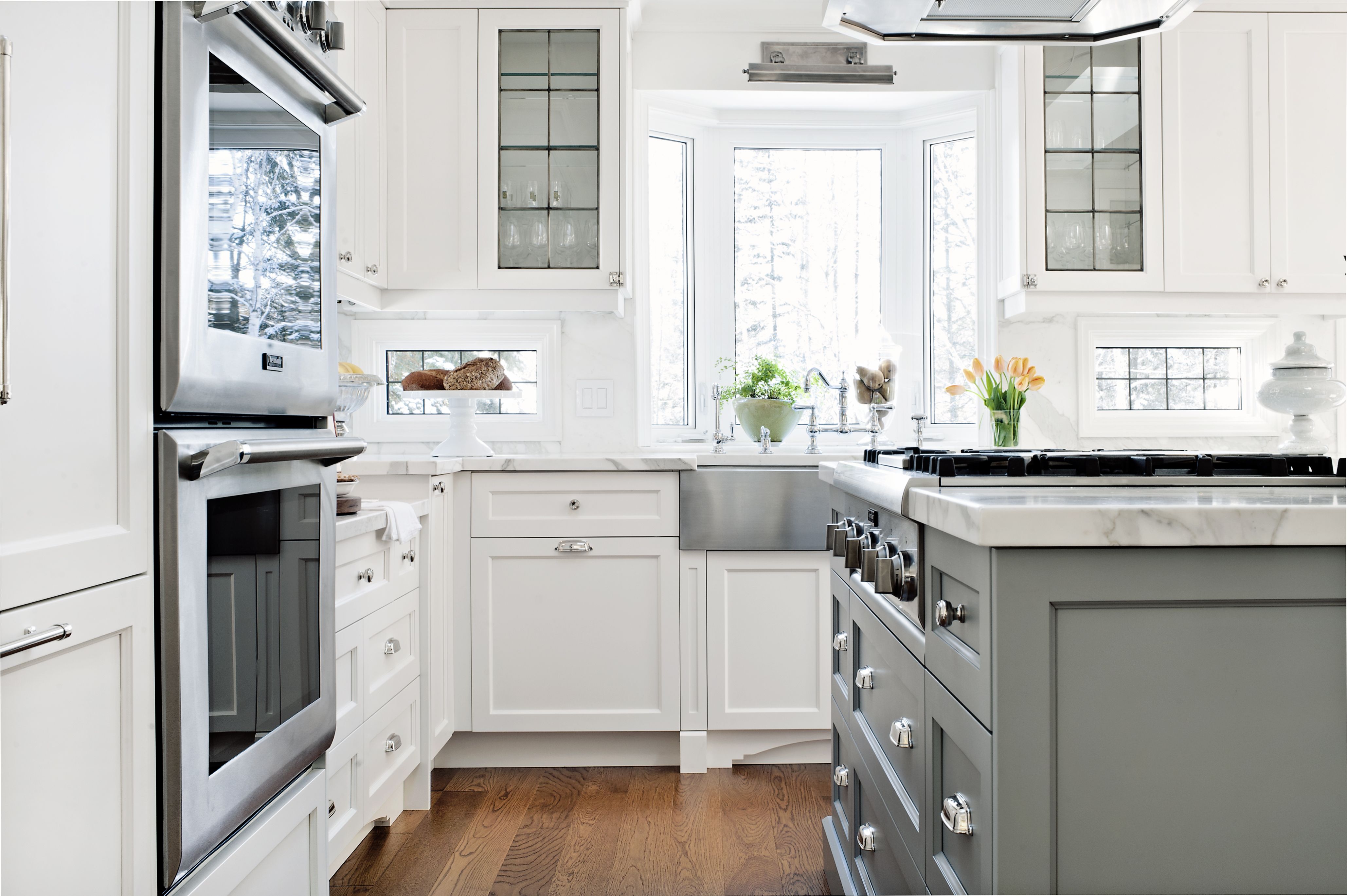 white kitchen grey island marble Kitchen Dreams